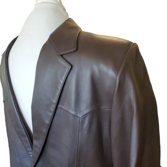 Mens 46L Western Brown Leather Jacket Sport Coat Cowboy‎ Vented - Picture 3 of 16